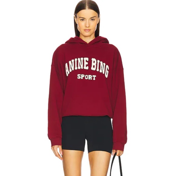 NWT Anine Bing Alec Sport Maroon Hoodie - Small - Picture 4 of 8